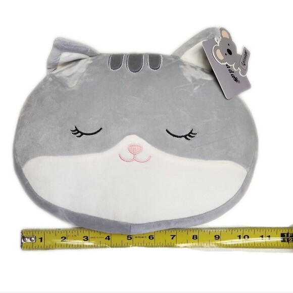 Lazada NWT 10-inch gray & white plush cat pillow - Picture 3 of 5